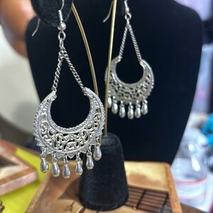 Oxidized geometric boho dangle earrings